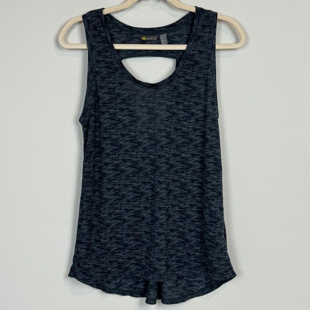 Zella Grey Keyhole Back Tank Top M
